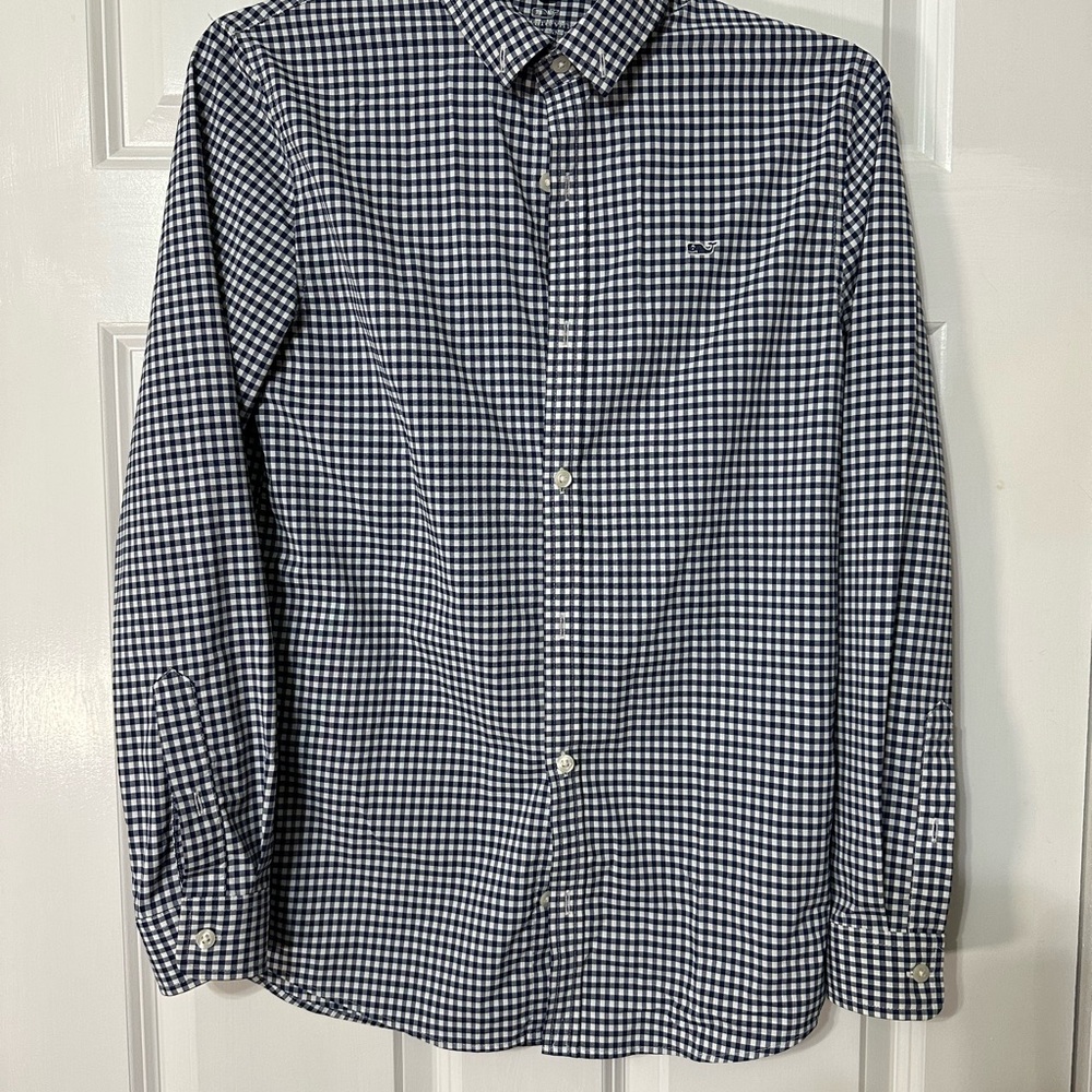 Boys Vineyard Vines skysail gingham performance cotton shirt